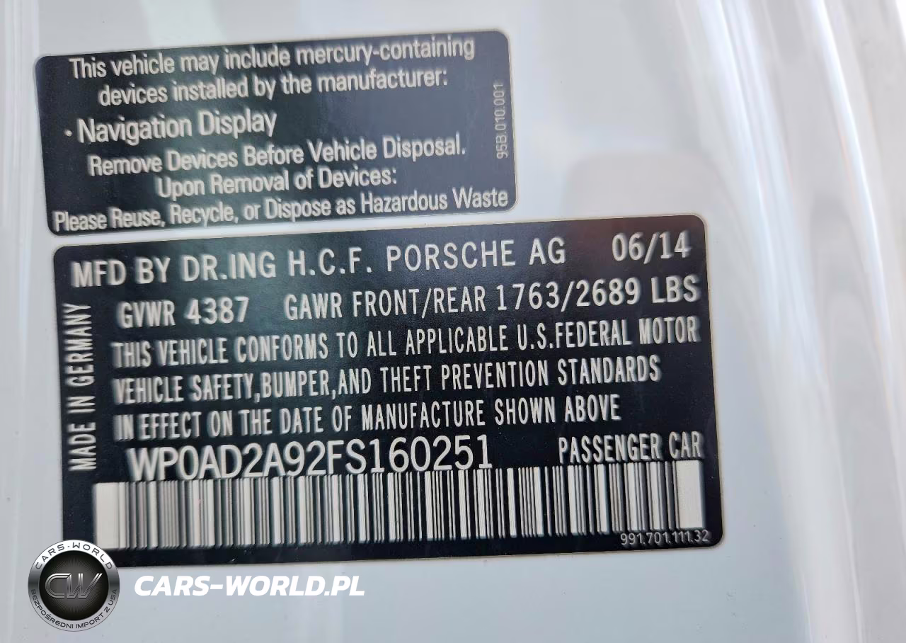 2015 Porsche 911 Turbo VIN:WP0AD2A92FS160251 - 12