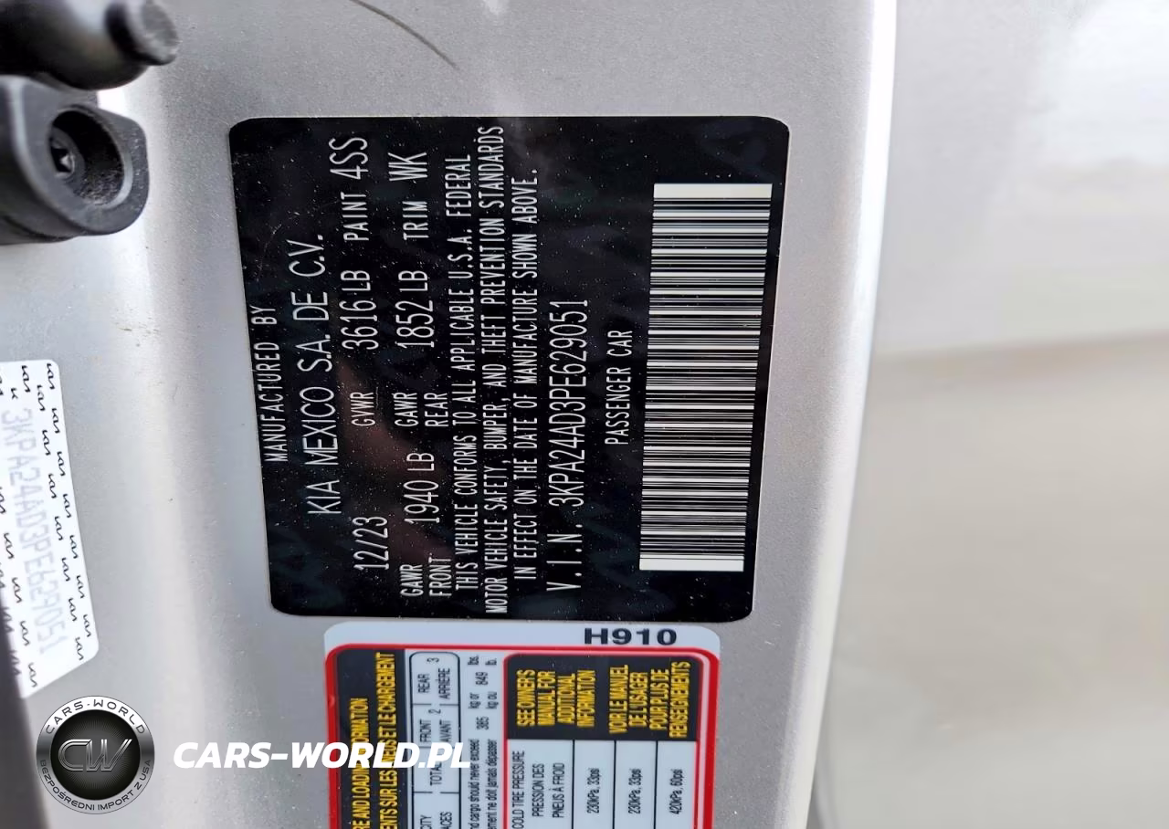 2023 Kia Rio Lx VIN:3KPA24AD3PE629051 - 12