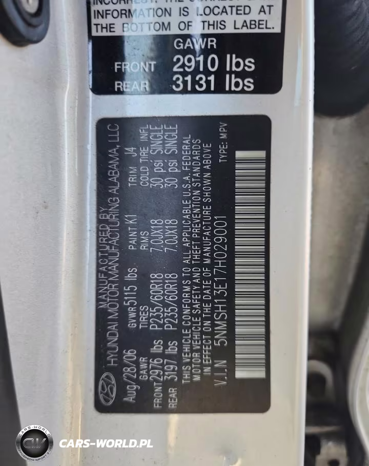 2007 Hyundai Santa Fe Se VIN:5NMSH13E17H029001 - 13