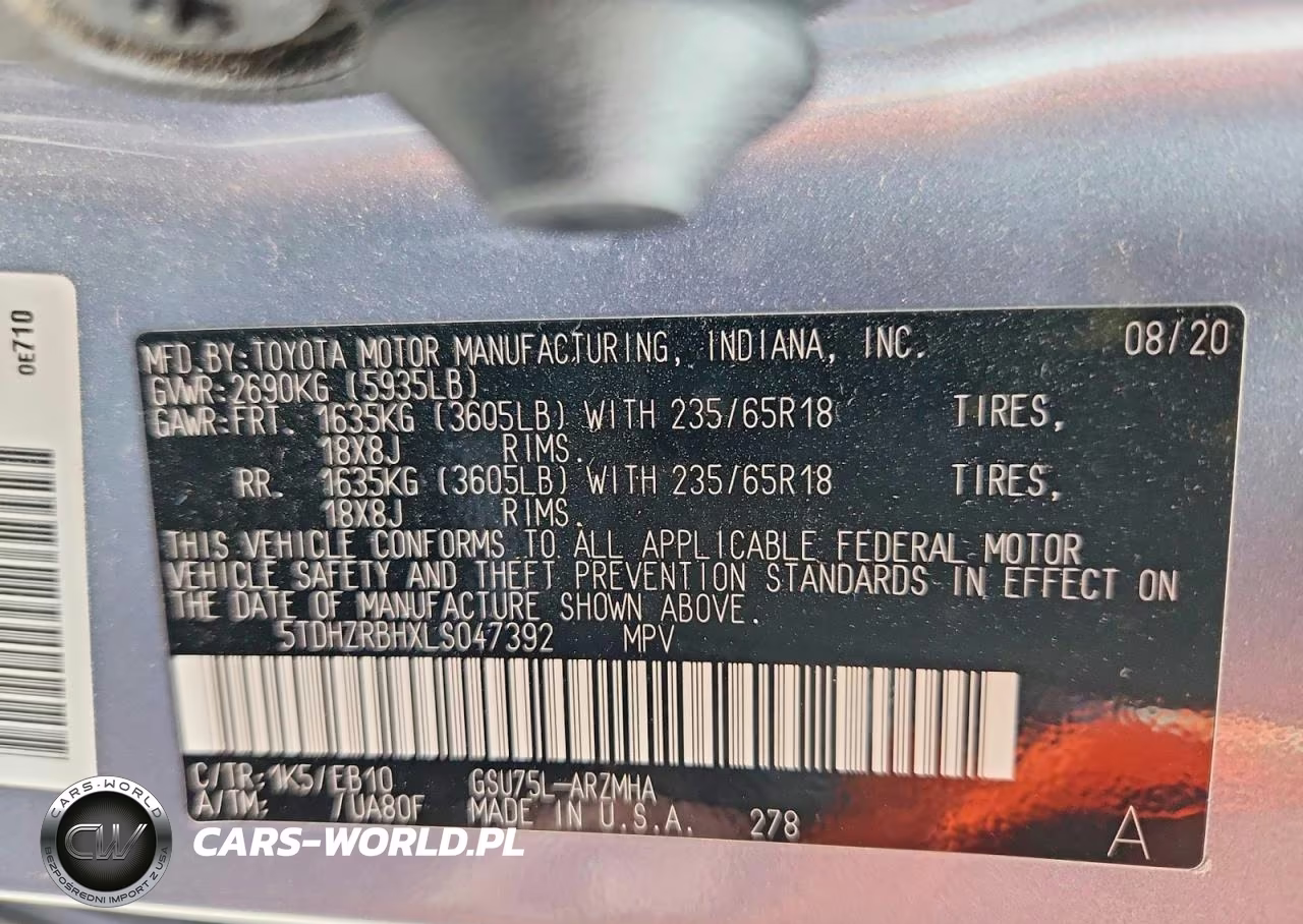 2020 Toyota Highlander Xle VIN:5TDHZRBHXLS047392 - 13
