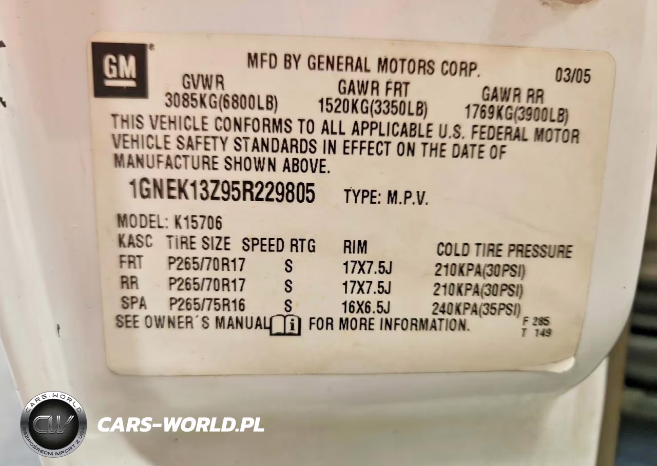 2005 Chevrolet Tahoe K1500 VIN:1GNEK13Z95R229805 - 13