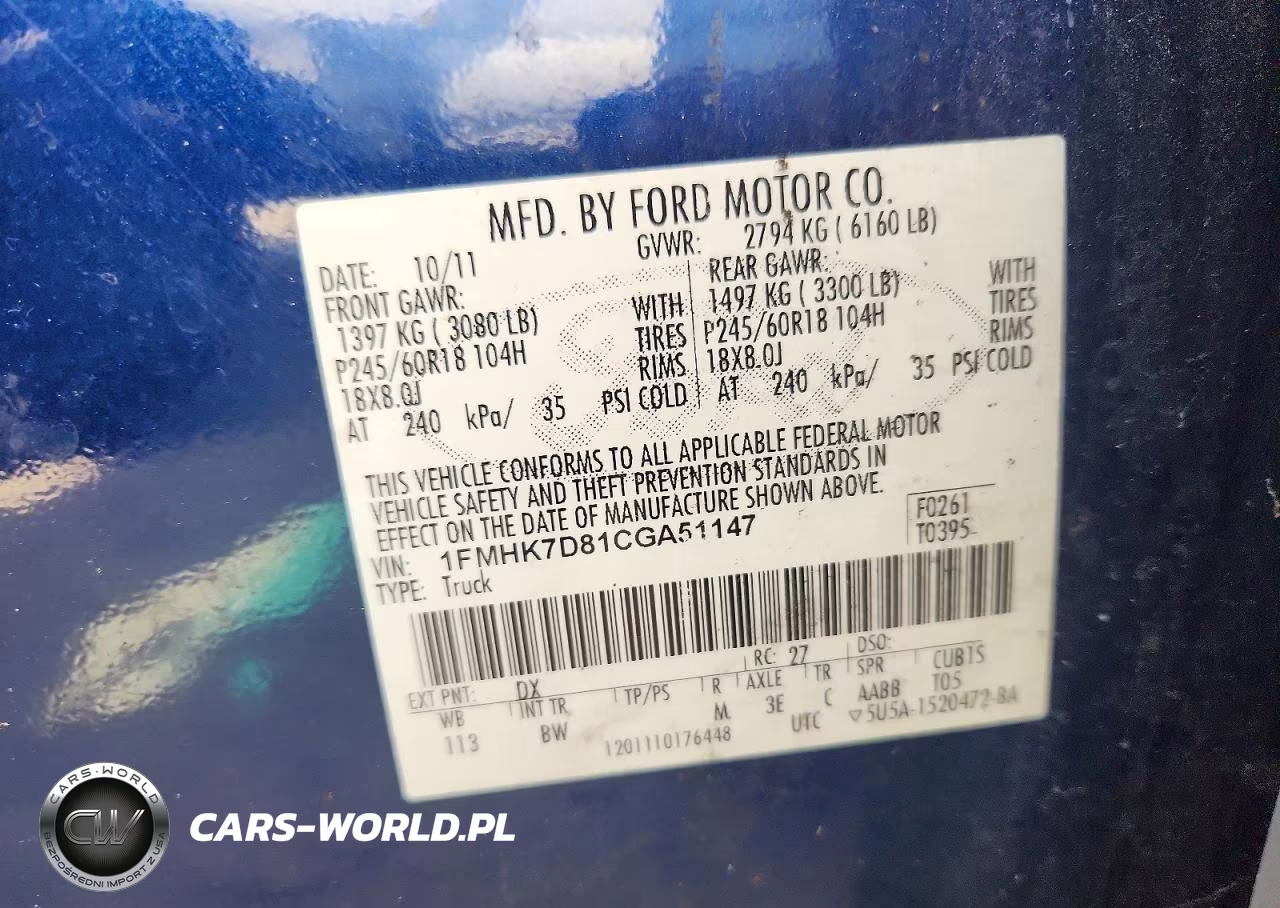 2012 Ford Explorer Xlt VIN:1FMHK7D81CGA51147 - 13