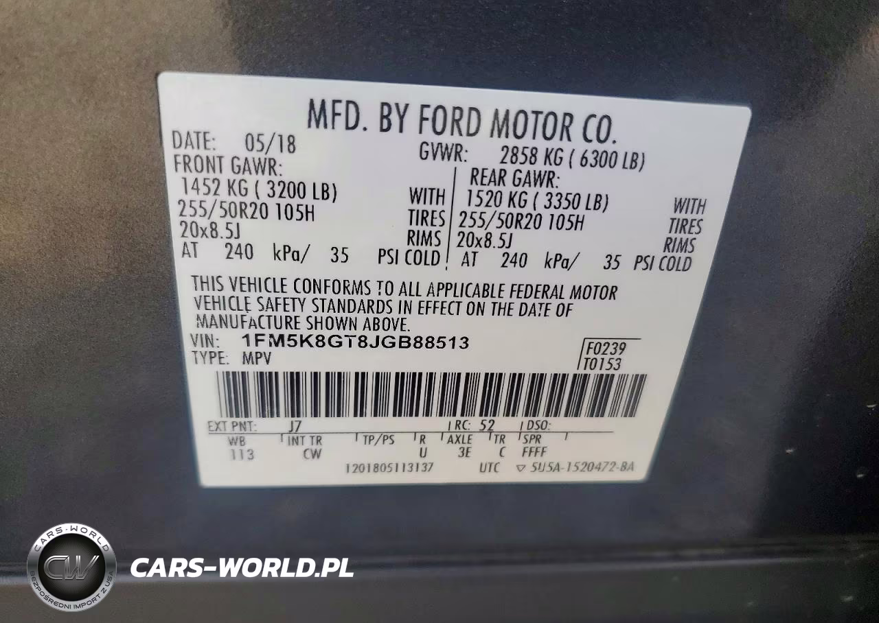 2018 Ford Explorer Sport VIN:1FM5K8GT8JGB88513 - 13