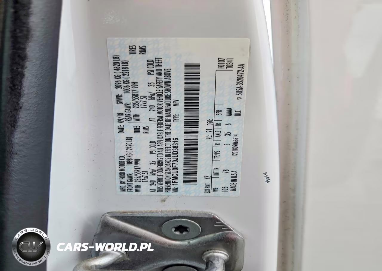 2018 Ford Escape S VIN:1FMCU0F70JUD38316 - 13