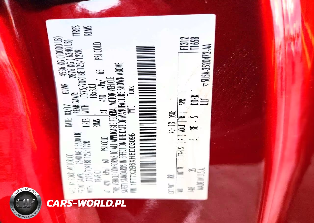 2017 Ford F250 Super Duty VIN:1FT7X2B6XHED03096 - 12