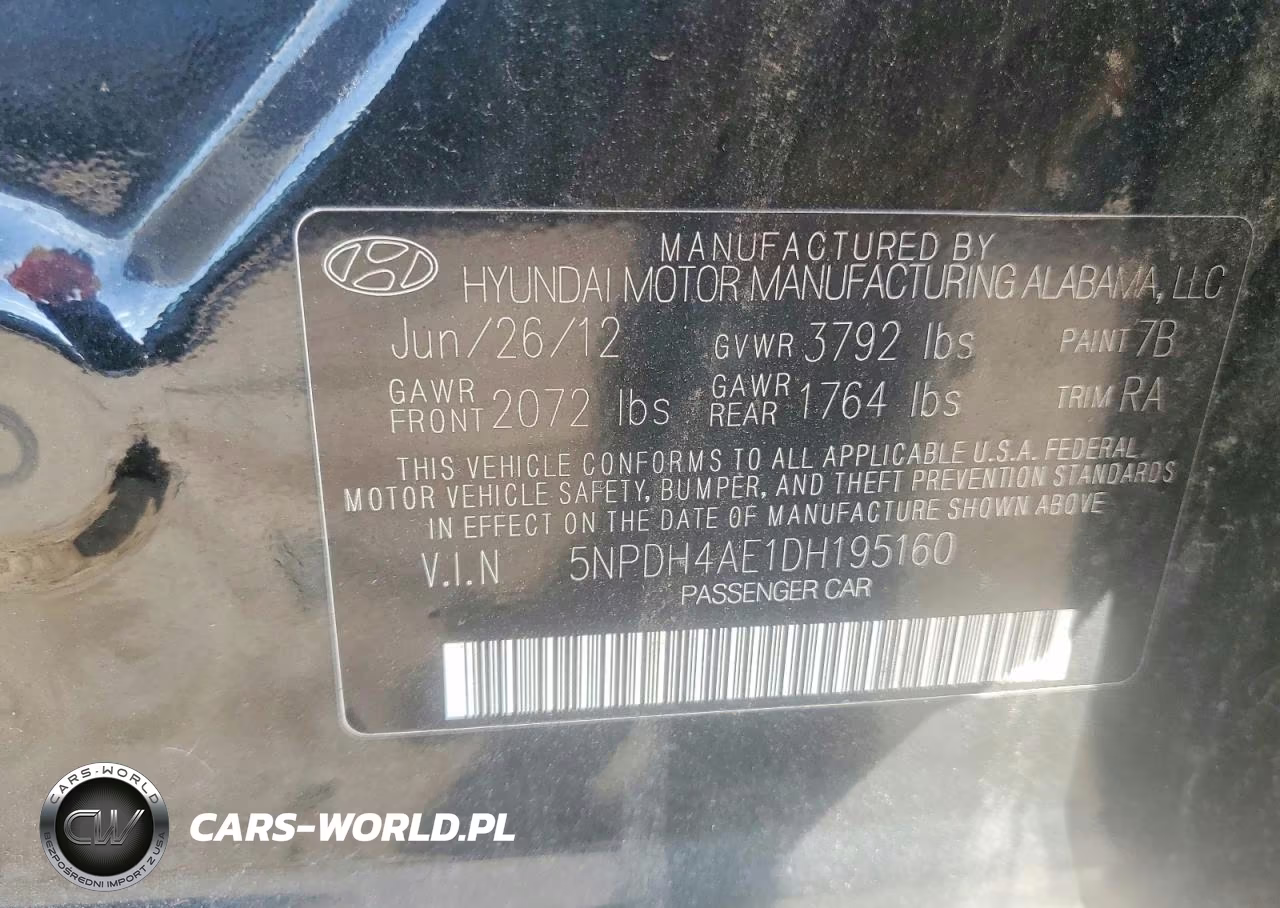 2013 Hyundai Elantra Gls VIN:5NPDH4AE1DH195160 - 12