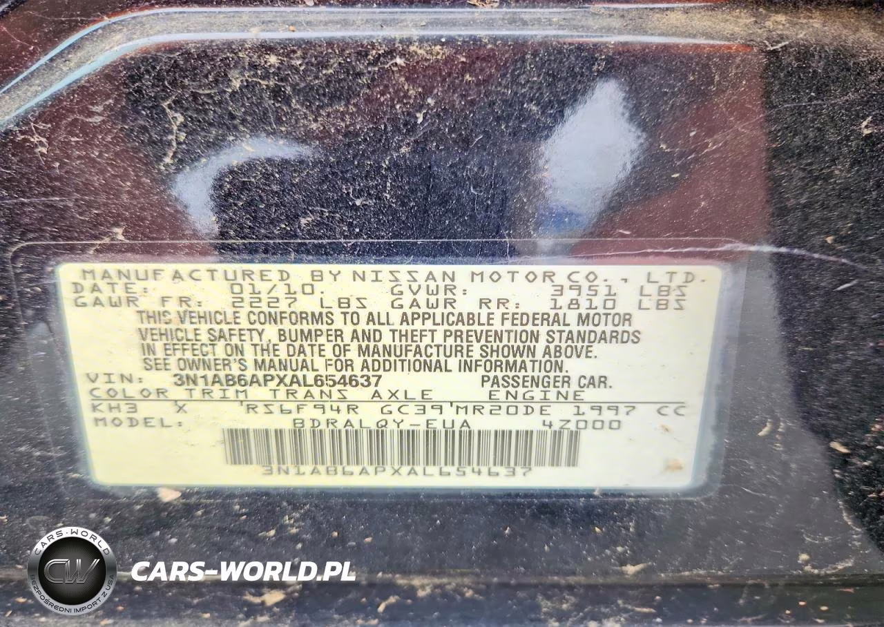 2010 Nissan Sentra 2.0 VIN:3N1AB6APXAL654637 - 12