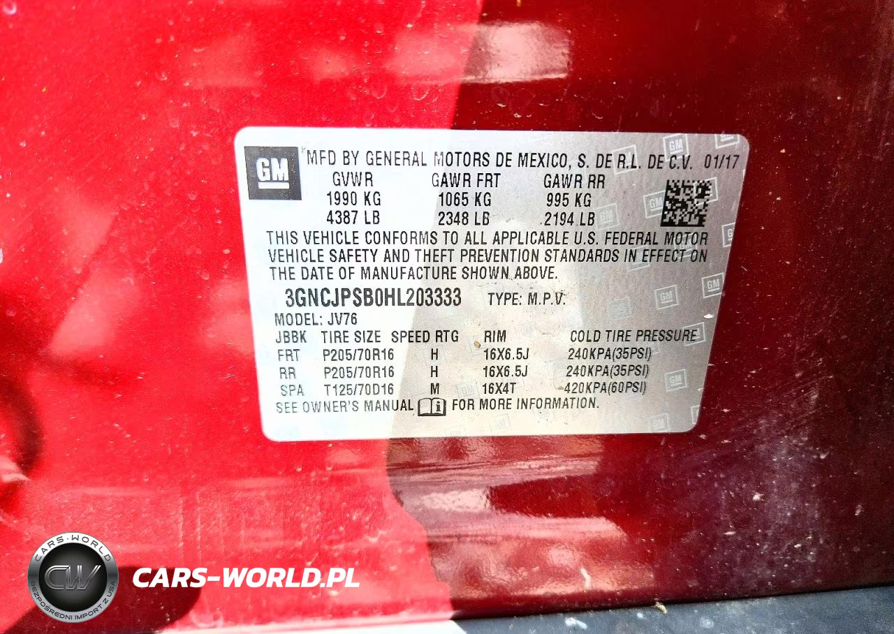 2017 Chevrolet Trax 1Lt VIN:3GNCJPSB0HL203333 - 13