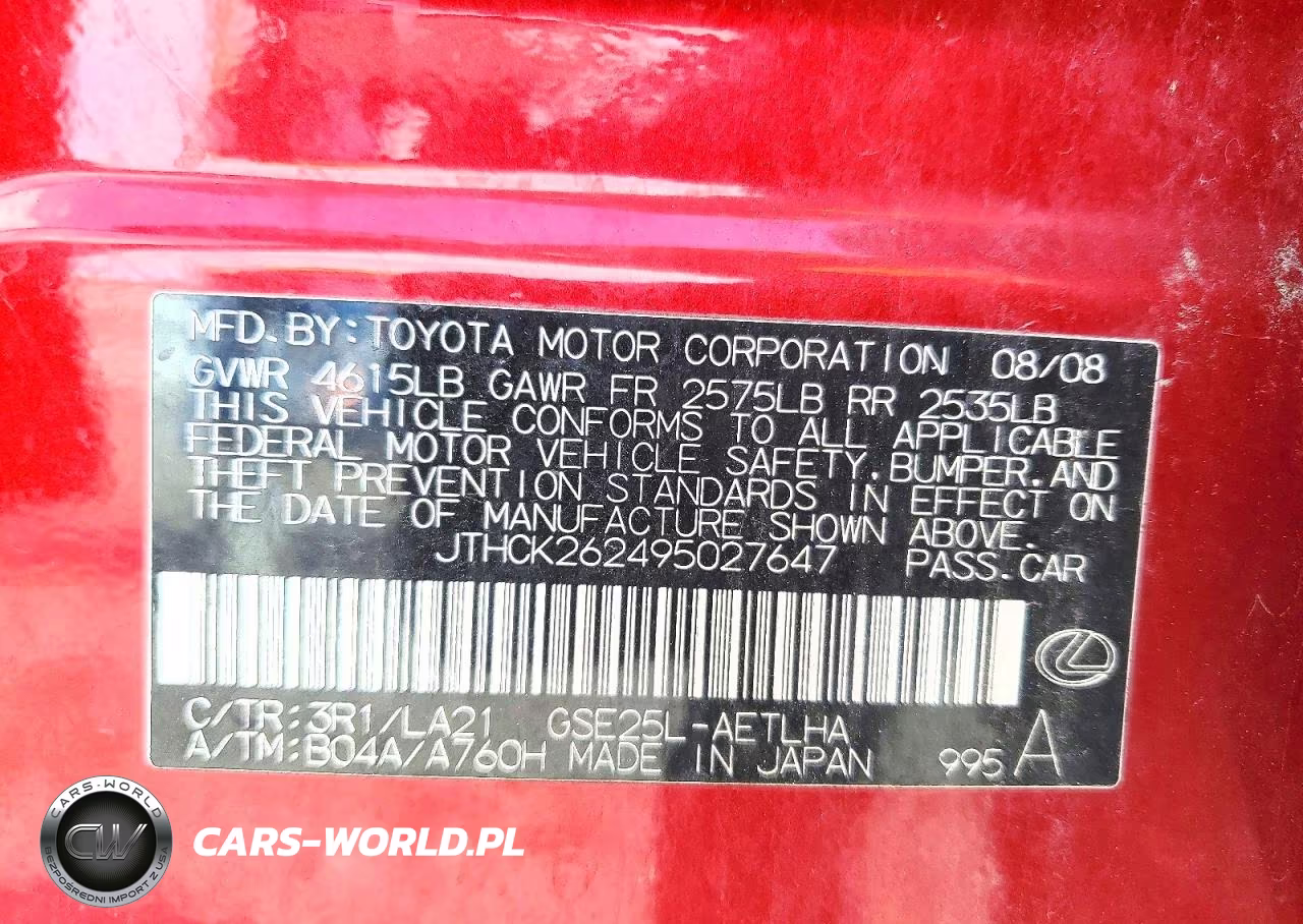 2009 Lexus Is 250 VIN:JTHCK262495027647 - 12