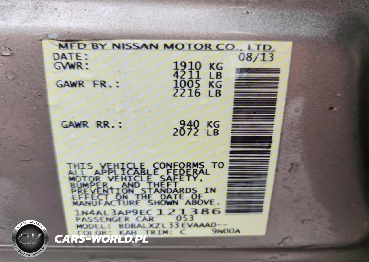 2014 Nissan Altima 2.5 Sl VIN:1N4AL3AP9EC121386 - 13