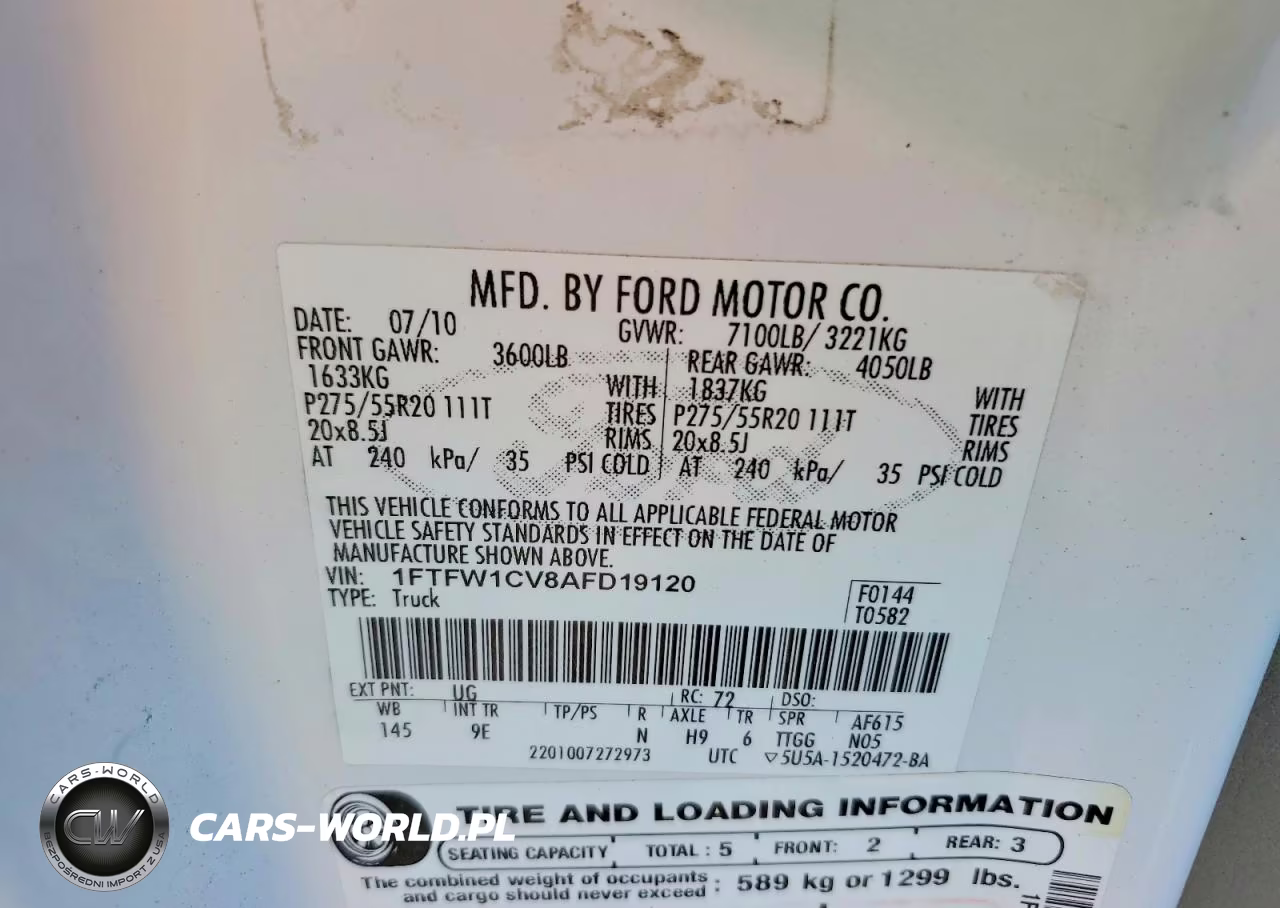 2010 Ford F150 Supercrew VIN:1FTFW1CV8AFD19120 - 12
