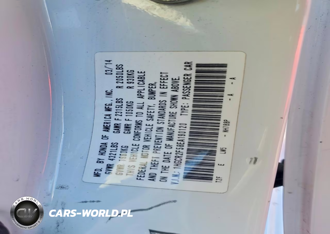 2014 Honda Accord Sport VIN:1HGCR2F58EA190120 - 12