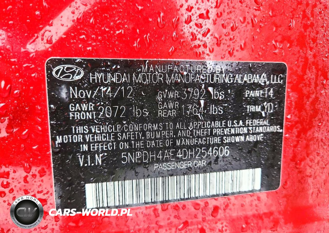 2013 Hyundai Elantra Gls VIN:5NPDH4AE4DH254606 - 12