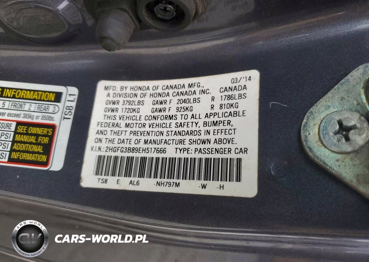 2014 Honda Civic Ex VIN:2HGFG3B89EH517666 - 12