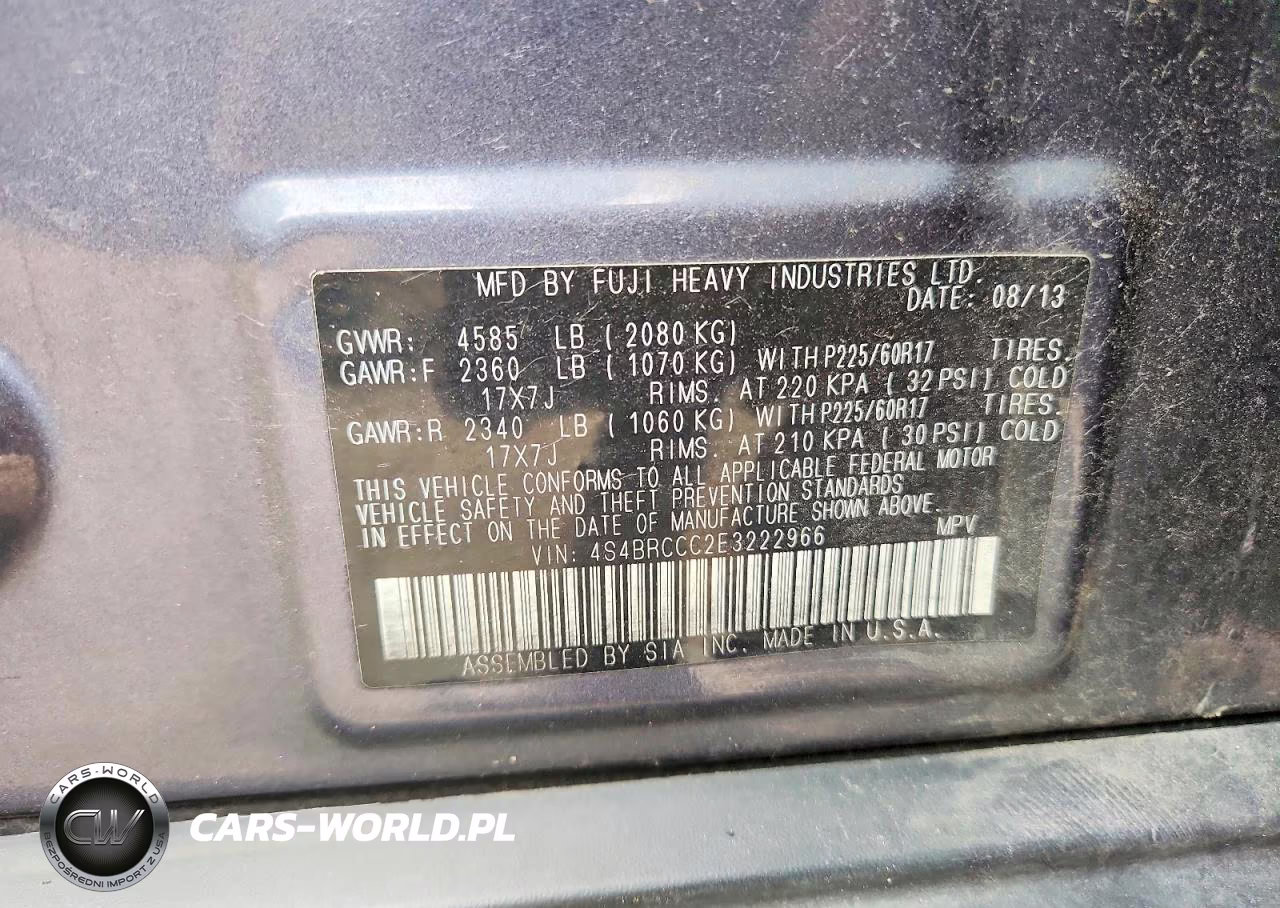 2014 Subaru Outback 2.5I Premium VIN:4S4BRCCC2E3222966 - 12