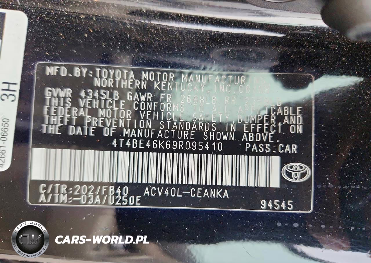 2009 Toyota Camry Le VIN:4T4BE46K69R095410 - 12