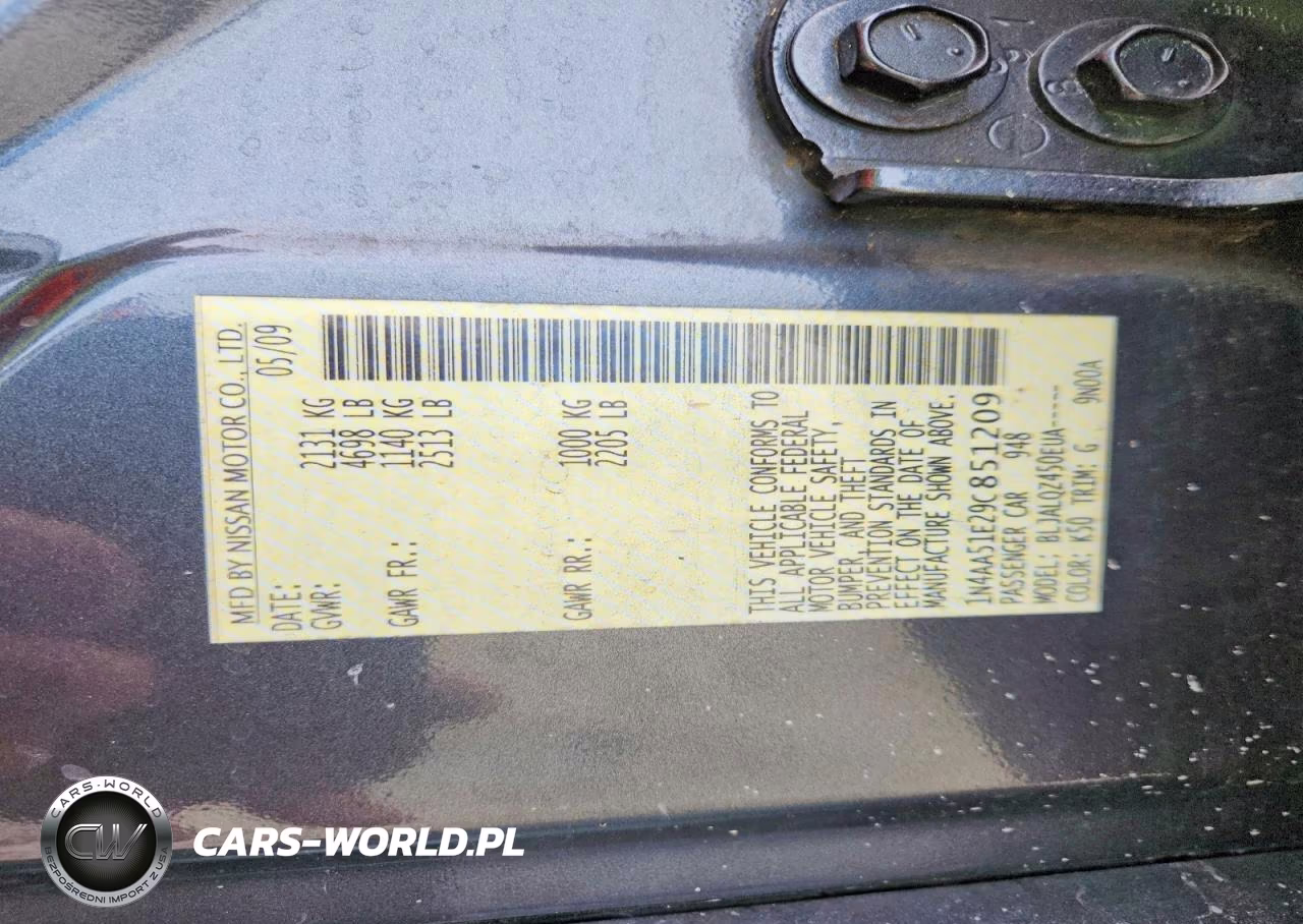 2009 Nissan Maxima 3.5 S VIN:1N4AA51E29C851209 - 13