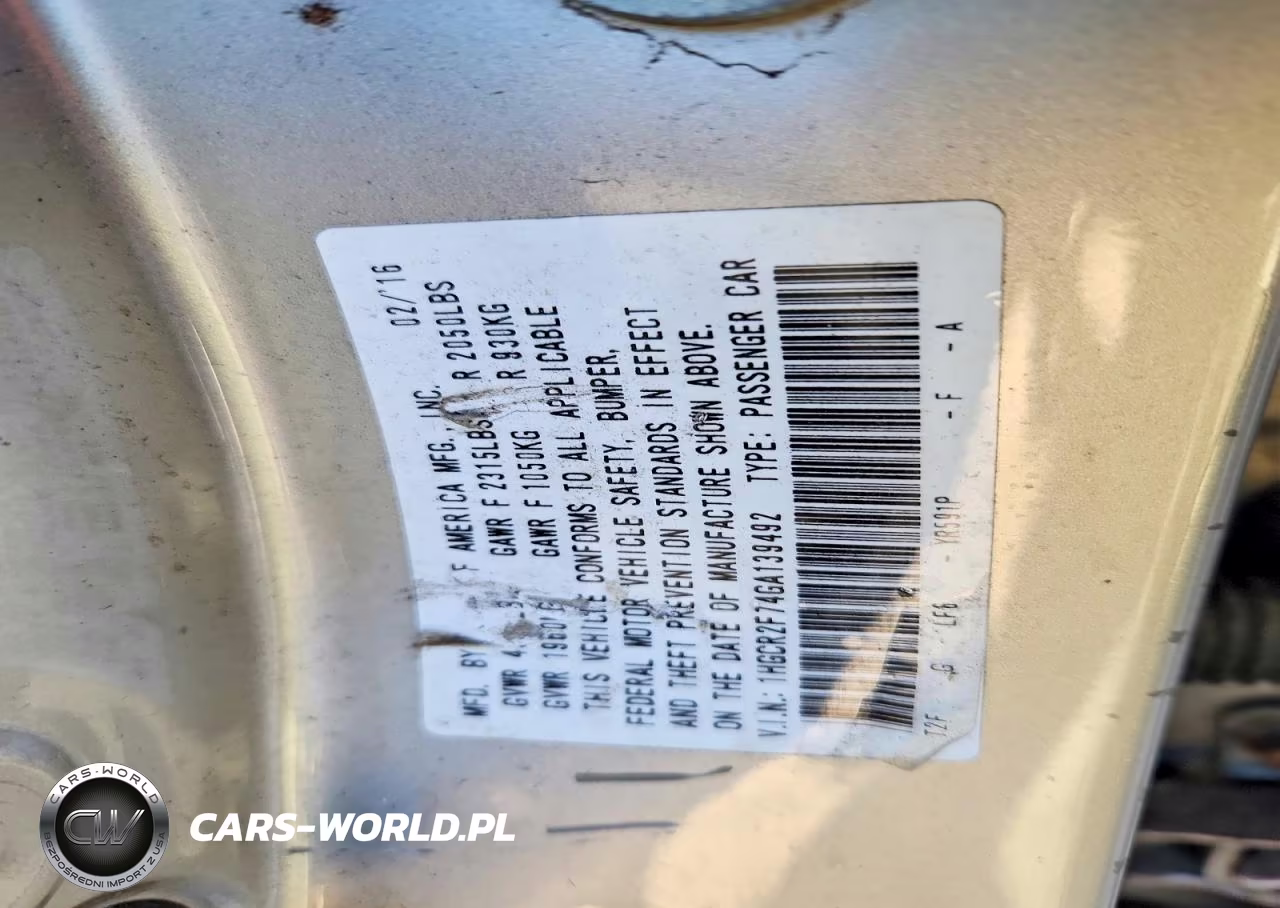 2016 Honda Accord Ex VIN:1HGCR2F74GA139492 - 12