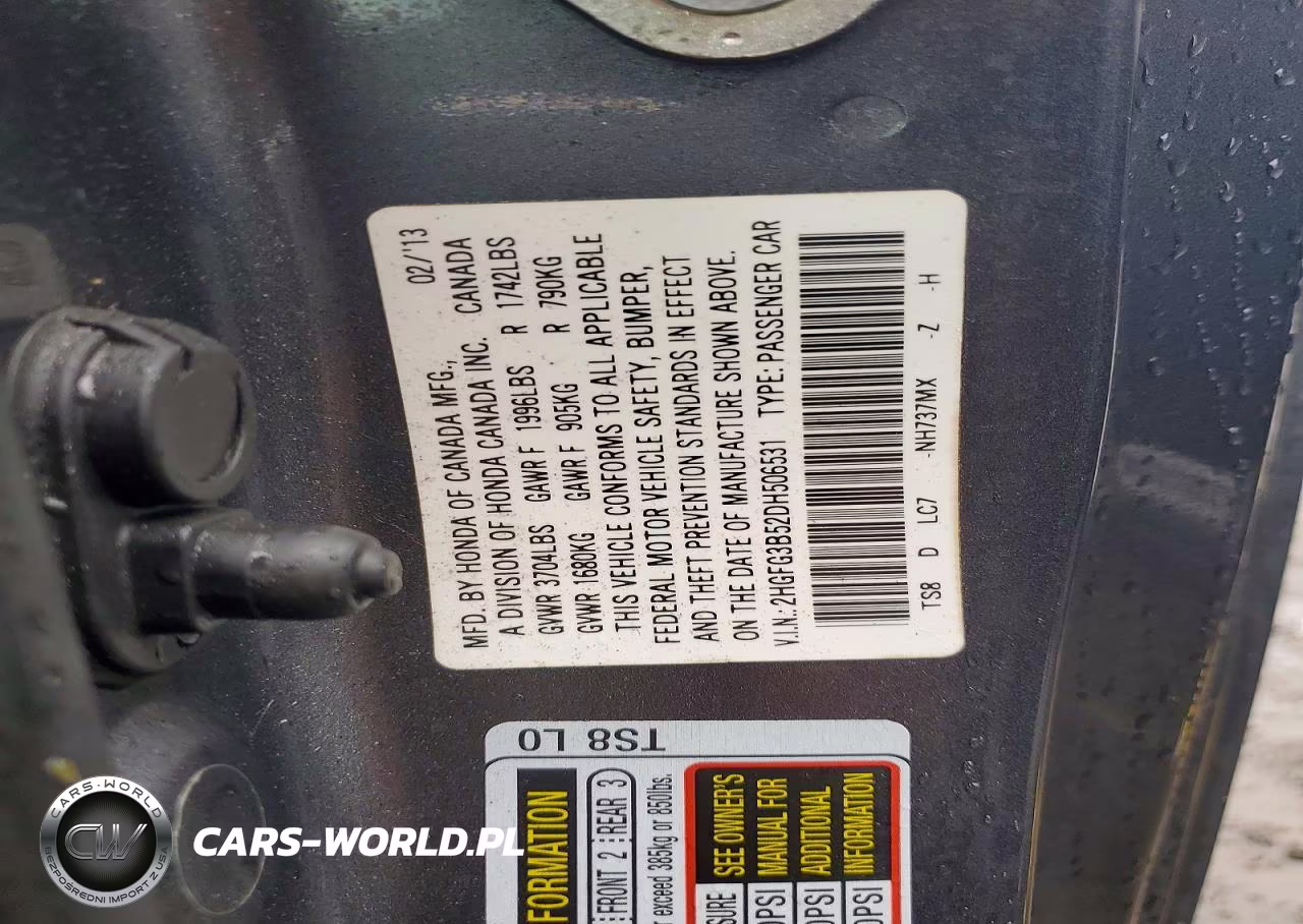 2013 Honda Civic Lx VIN:2HGFG3B52DH506531 - 12