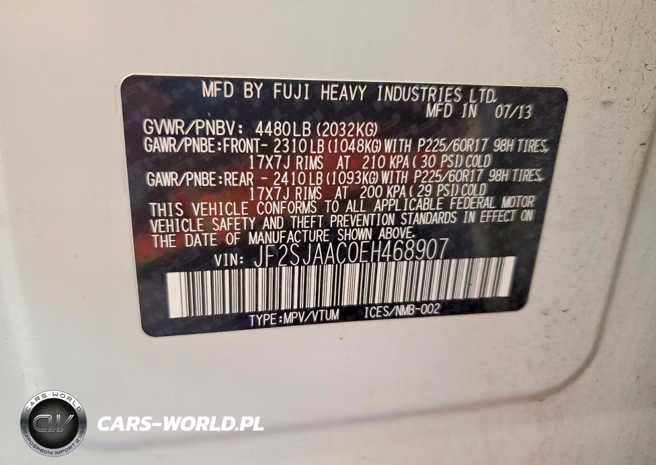 2014 Subaru Forester 2.5I VIN:JF2SJAAC0EH468907 - 13