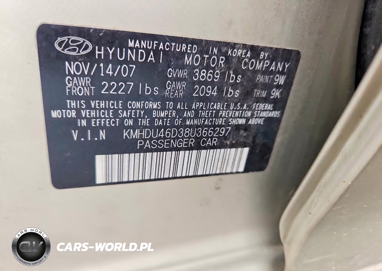 2008 Hyundai Elantra Gls VIN:KMHDU46D38U366297 - 12