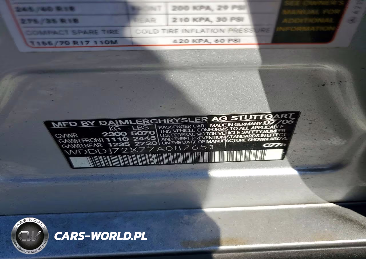 2007 Mercedes-Benz Cls 550 VIN:WDDDJ72X77A087651 - 12