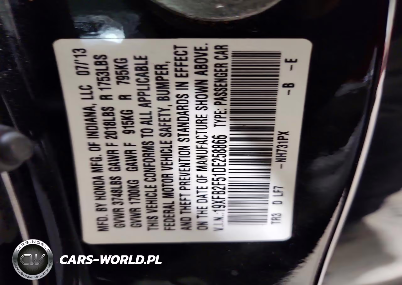 2013 Honda Civic Lx VIN:19XFB2F51DE258866 - 13
