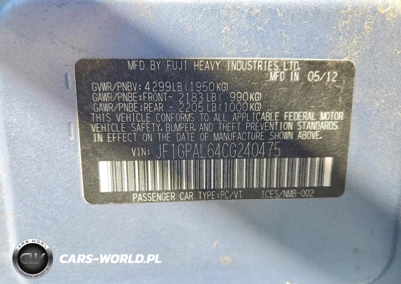 2012 Subaru Impreza Sport Premium VIN:JF1GPAL64CG240475 - 12