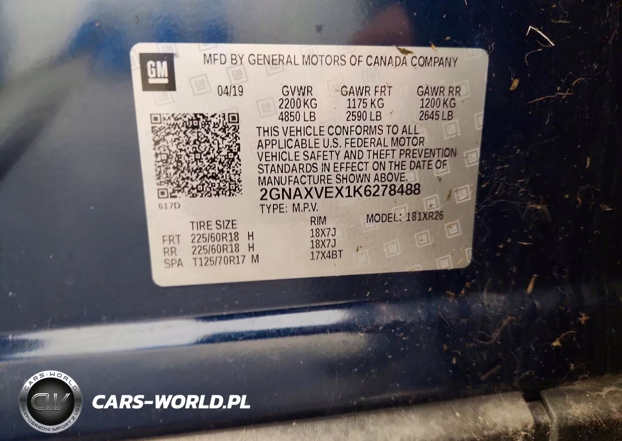 2019 Chevrolet Equinox Lt VIN:2GNAXVEX1K6278488 - 13