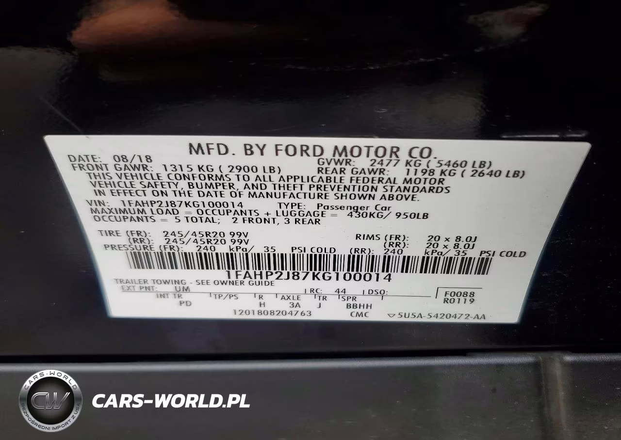 2019 Ford Taurus Limited VIN:1FAHP2J87KG100014 - 13
