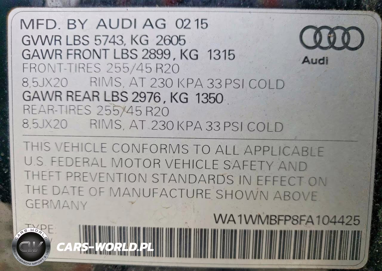2015 Audi Q5 Prestige VIN:WA1WMBFP8FA104425 - 12