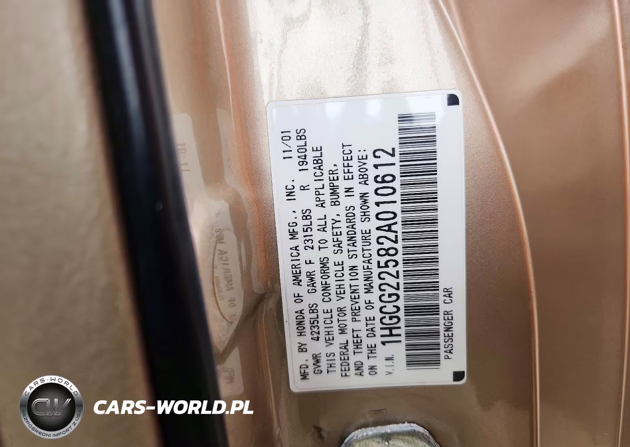 2002 Honda Accord Ex VIN:1HGCG22582A010612 - 12