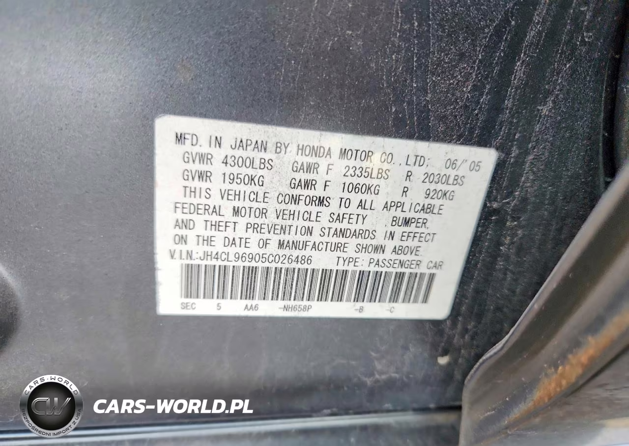 2005 Acura Tsx VIN:JH4CL96905C026486 - 12