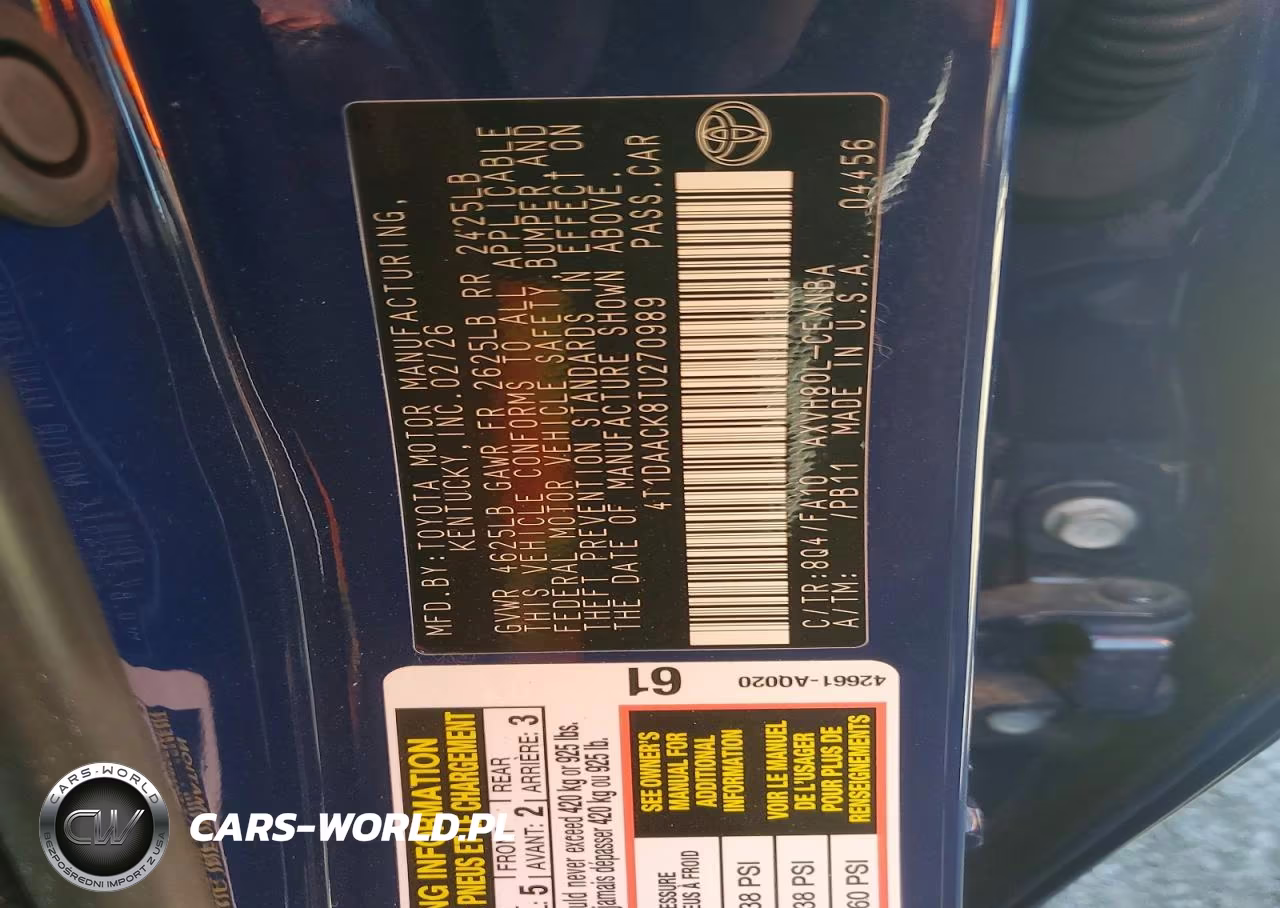 2026 Toyota Camry Le VIN:4T1DAACK8TU270989 - 12