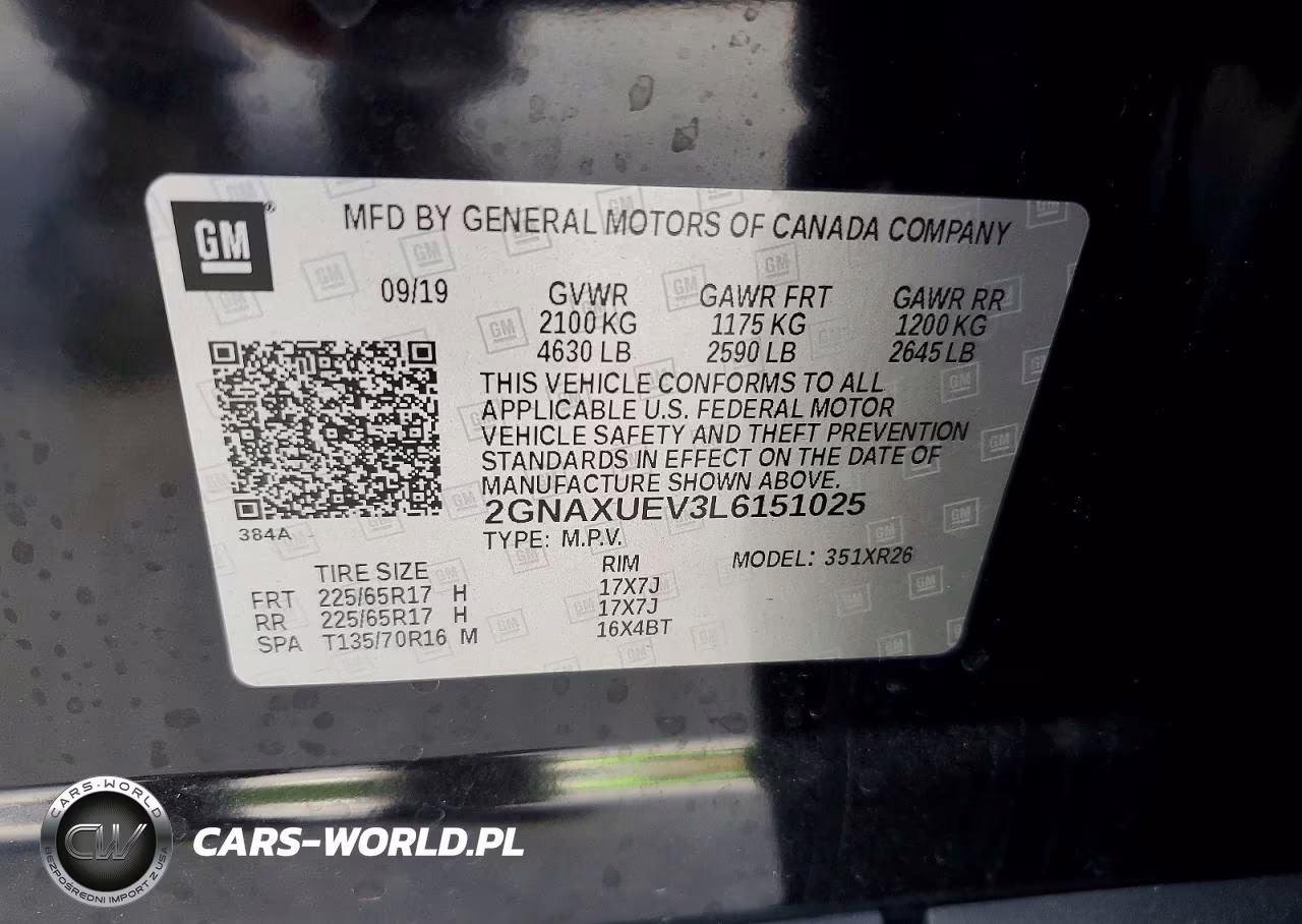 2020 Chevrolet Equinox Lt VIN:2GNAXUEV3L6151025 - 13