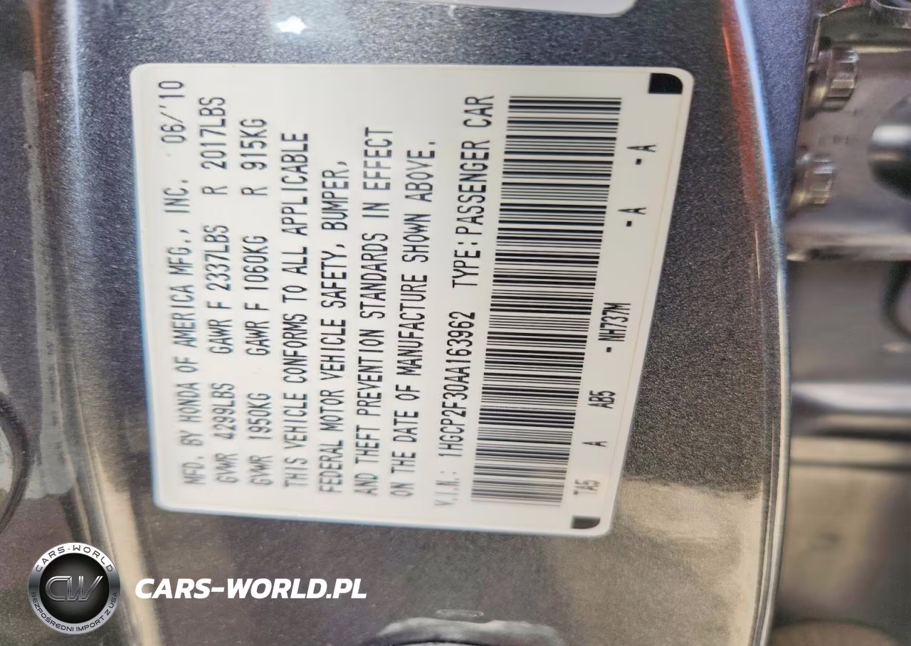 2010 Honda Accord 2.4 Lx VIN:1HGCP2F30AA163962 - 6