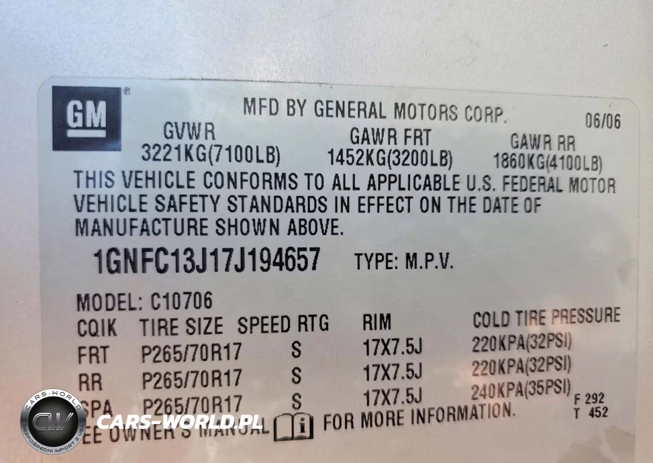 2007 Chevrolet Tahoe C1500 VIN:1GNFC13J17J194657 - 13