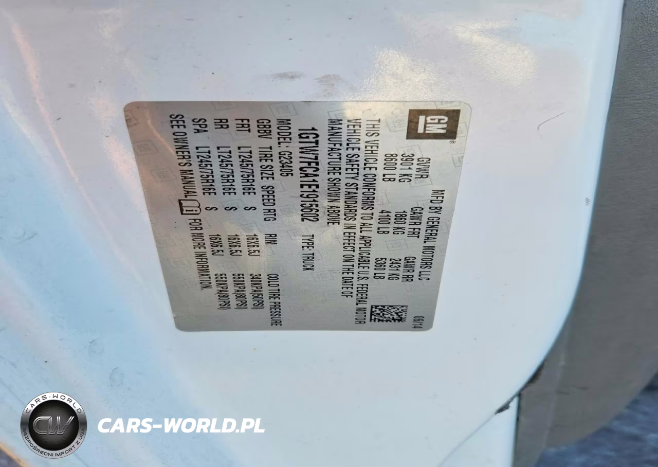 2014 GMC Savana G2500 VIN:1GTW7FCA1E1915602 - 13