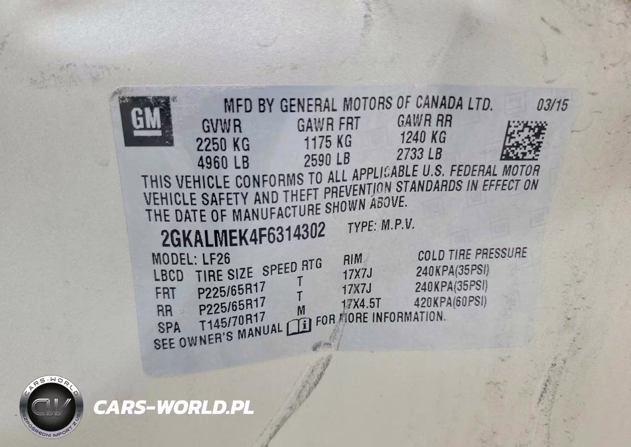 2015 GMC Terrain Sle VIN:2GKALMEK4F6314302 - 13
