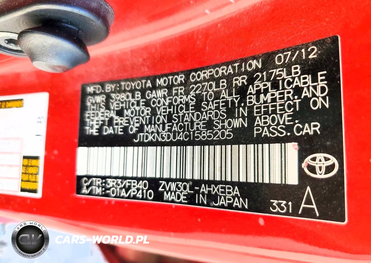 2012 Toyota Prius Three VIN:JTDKN3DU4C1585205 - 12