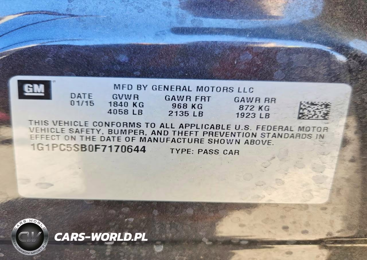 2015 Chevrolet Cruze Lt VIN:1G1PC5SB0F7170644 - 13