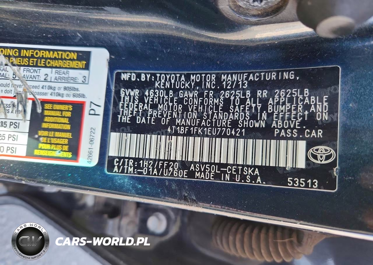 2014 Toyota Camry Se VIN:4T1BF1FK1EU770421 - 12