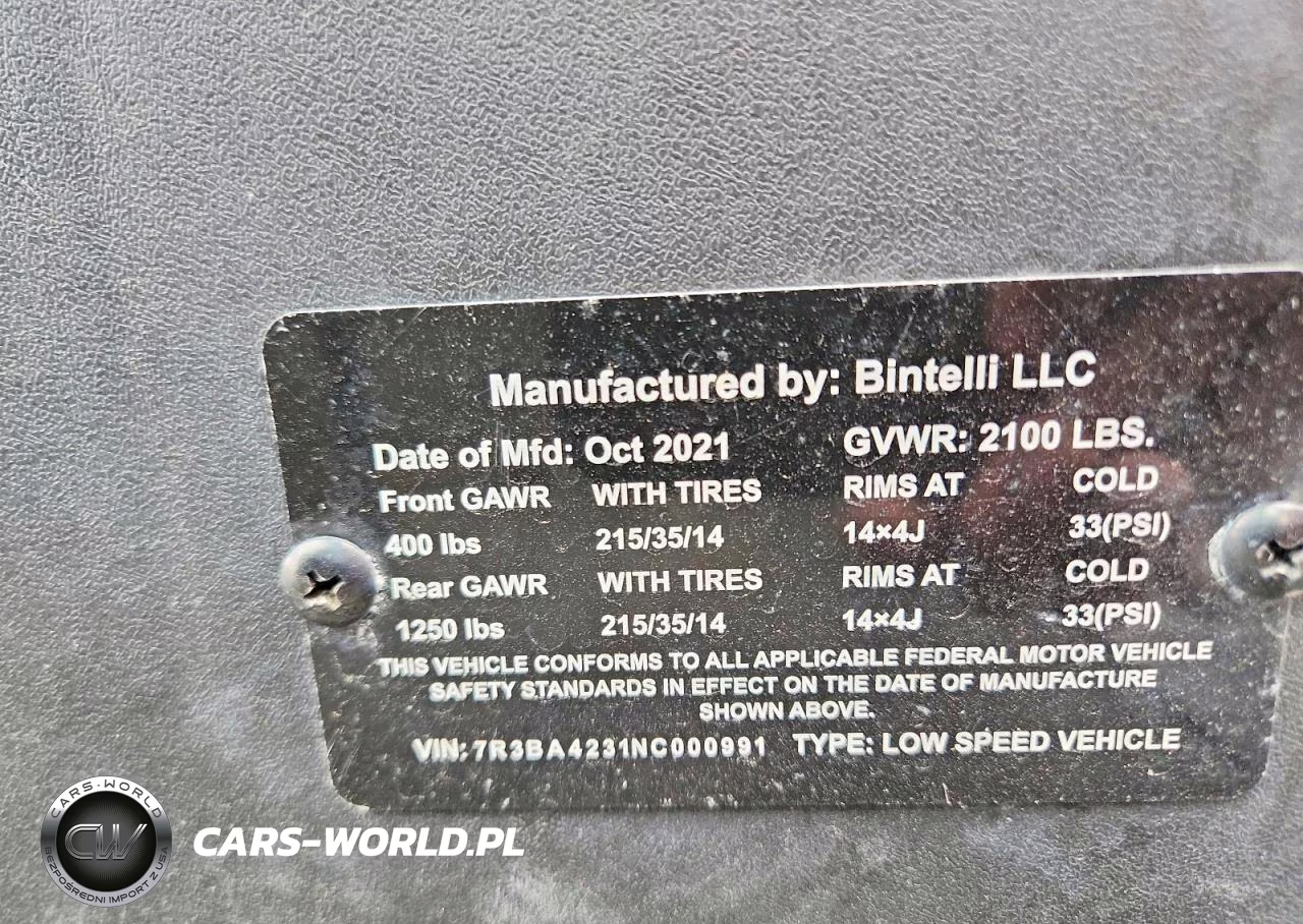 2022 Bintelli Beyond Golf Cart VIN:7R3BA4231NC000991 - 10