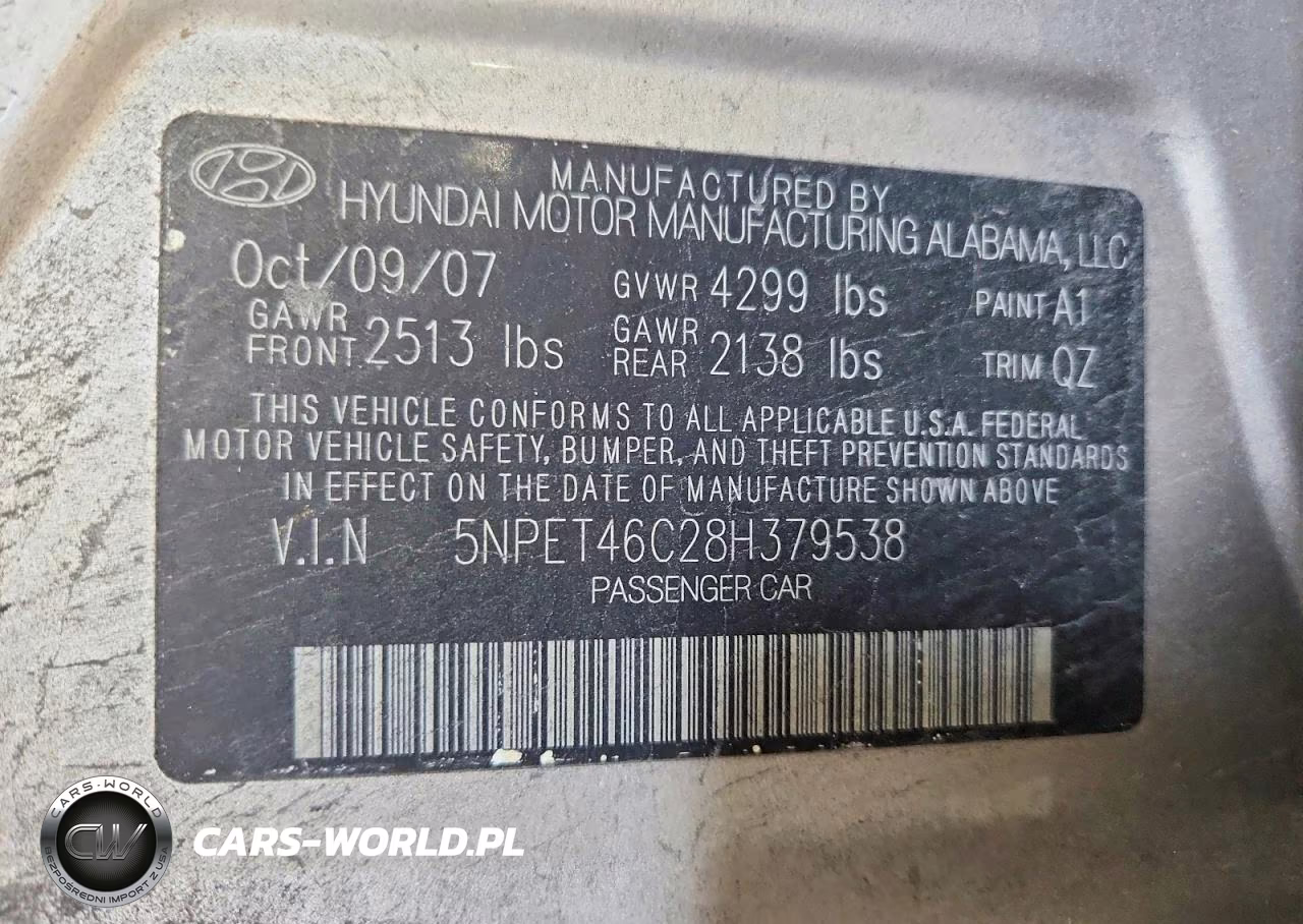 2008 Hyundai Sonata Gls VIN:5NPET46C28H379538 - 12