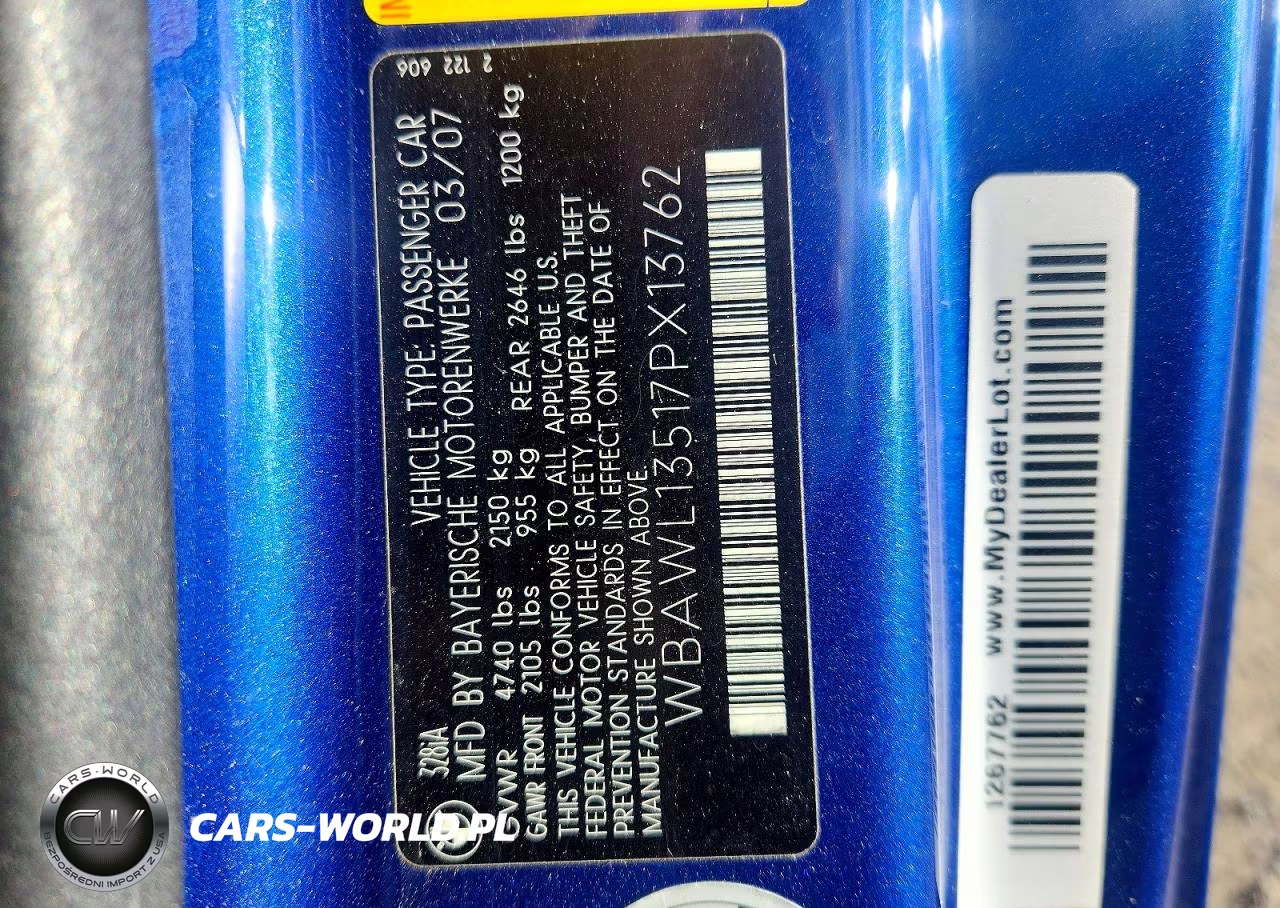 2007 BMW 328 I VIN:WBAWL13517PX13762 - 12