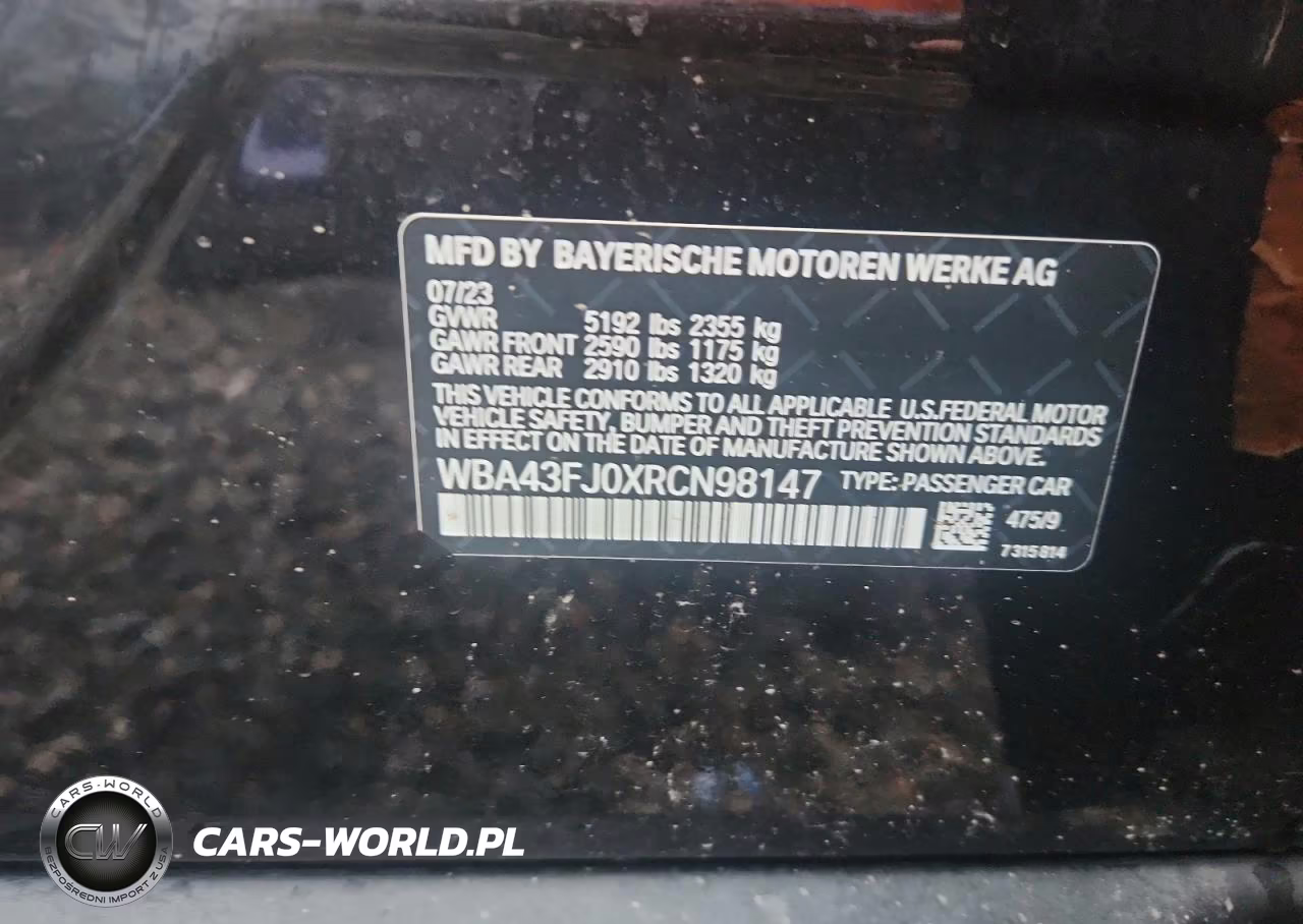 2024 BMW 530 I VIN:WBA43FJ0XRCN98147 - 12