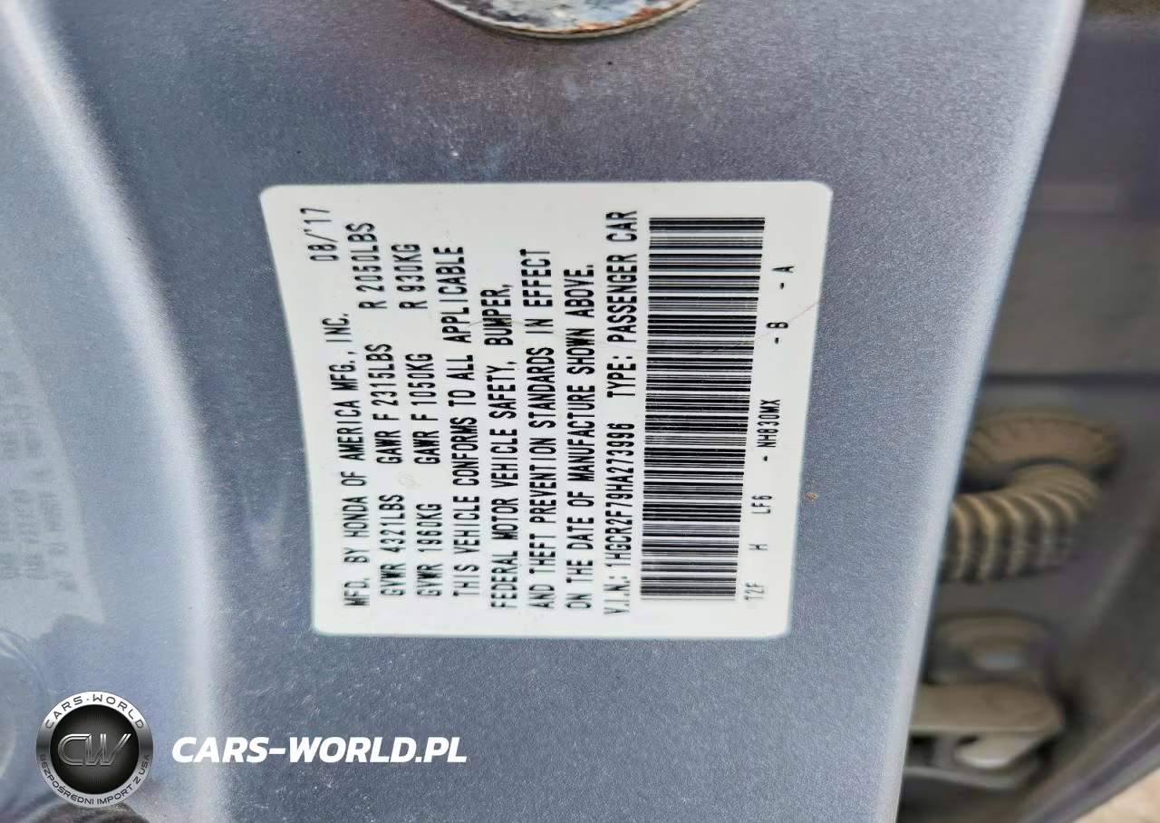 2017 Honda Accord Ex VIN:1HGCR2F79HA273996 - 12