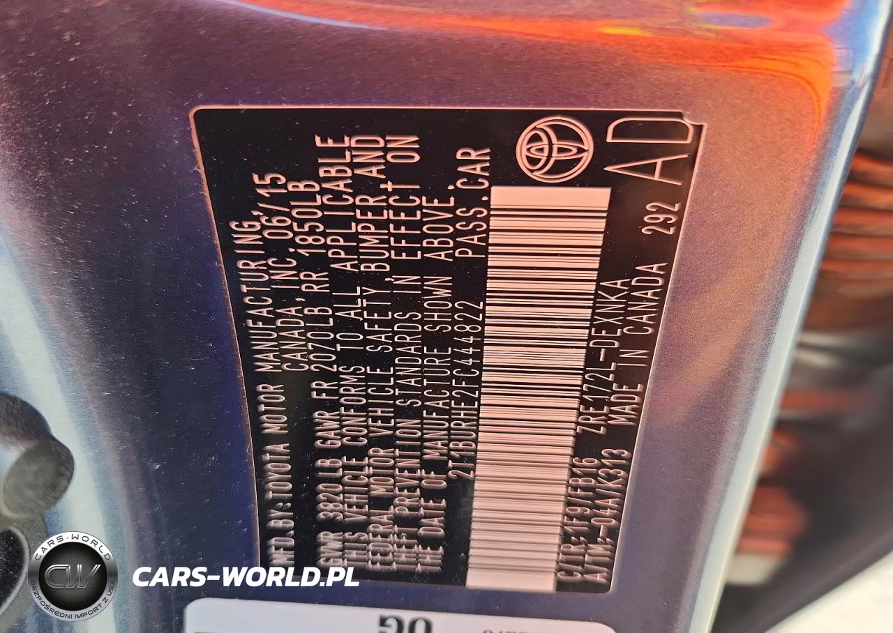 2015 Toyota Corolla Le VIN:2T1BURHE2FC444822 - 12