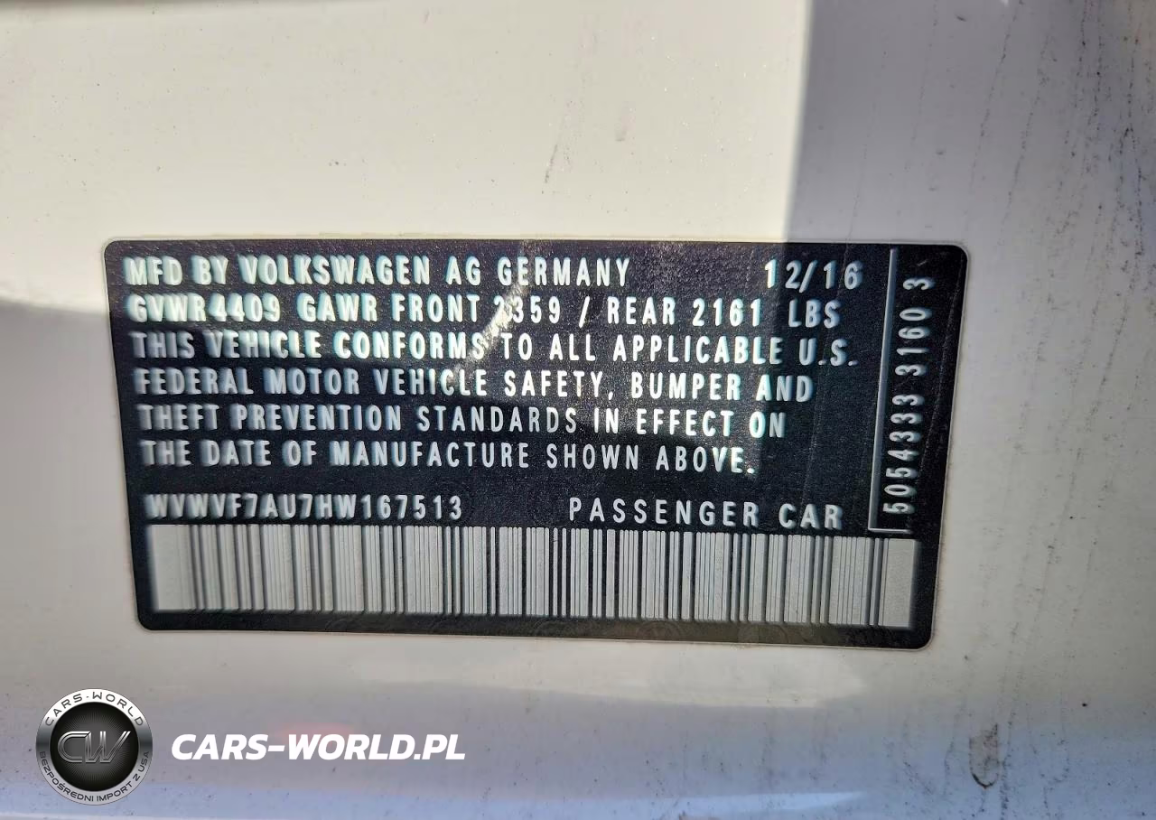 2017 Volkswagen Golf R VIN:WVWVF7AU7HW167513 - 12