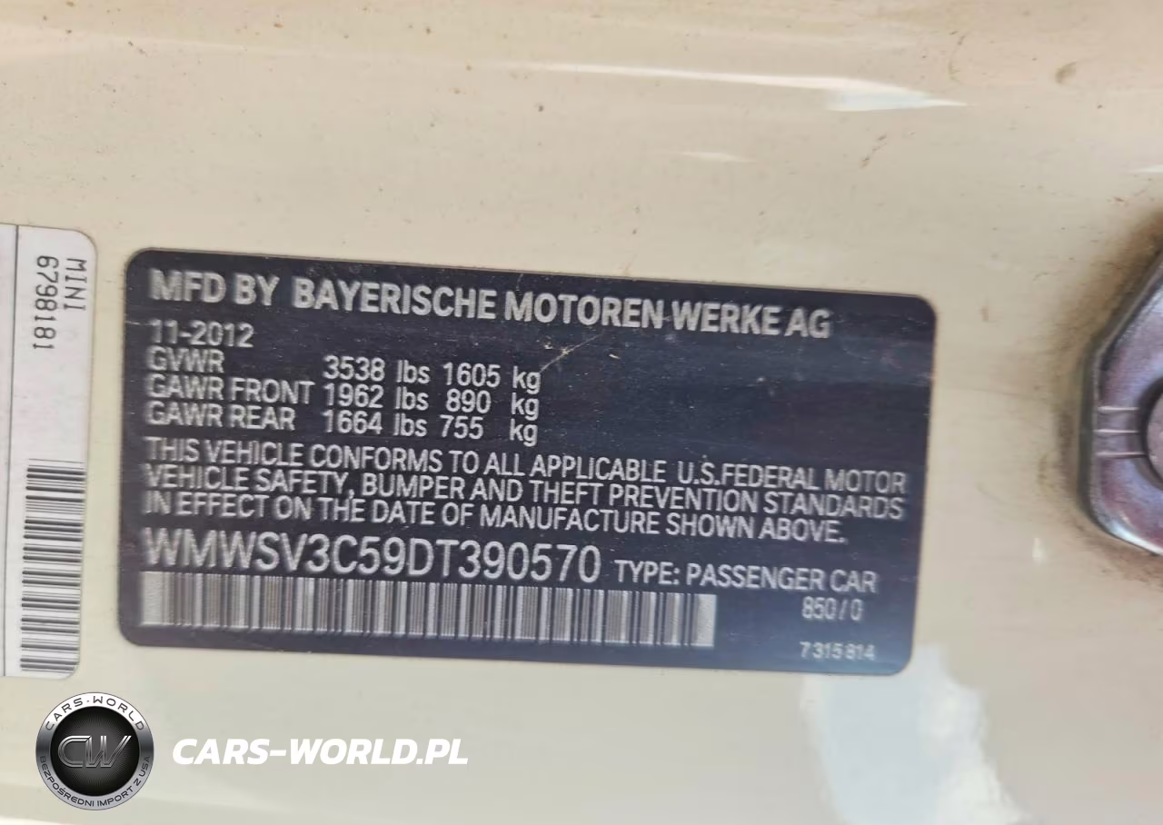 2013 Mini Cooper S VIN:WMWSV3C59DT390570 - 12